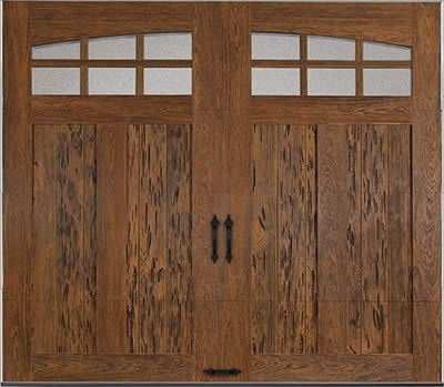 Faux wood garage door